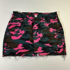 Almost Famous Pink and Green Camo Skirt
